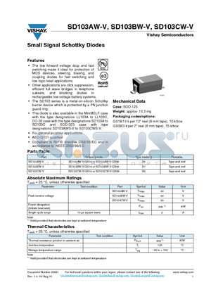 SD103CW-V datasheet - Small Signal Schottky Diodes