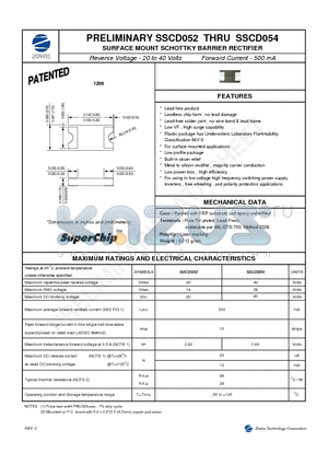 SSCD054 datasheet - SURFACE MOUNT SCHOTTKY BARRIER RECTIFIER