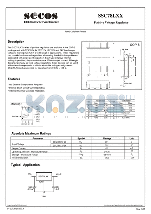 SSC78L15 datasheet - Positive Voltage Regulator