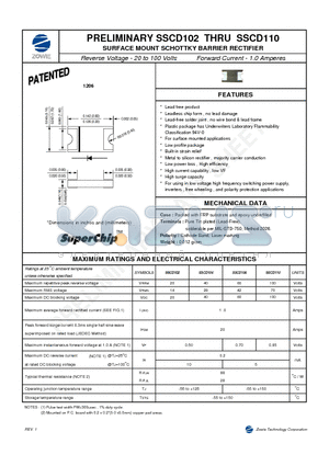 SSCD102 datasheet - SURFACE MOUNT SCHOTTKY BARRIER RECTIFIER