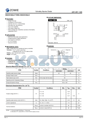 SSCD102LH datasheet - Schottky Barrier Diode