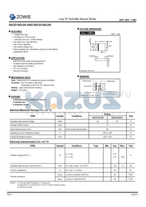 SSCD102LSH datasheet - Low VF Schottky Barrier Diode