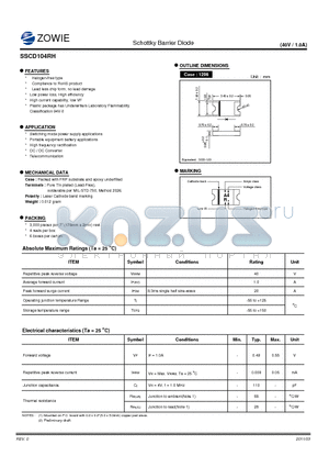 SSCD104RH datasheet - Schottky Barrier Diode