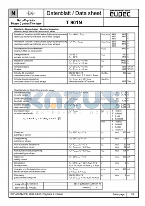 T901N datasheet - Phase Control Thyristor