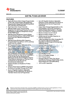 TLC59208FIRGYR datasheet - 8-BIT FM I2C BUS LED DRIVER