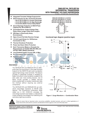 SN65LBC184DRG4 datasheet - DIFFERENTIAL TRANSCEIVER WITH TRANSIENT VOLTAGE SUPPRESSION