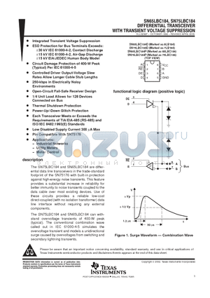 SN65LBC184PE4 datasheet - DIFFERENTIAL TRANSCEIVER WITH TRANSIENT VOLTAGE SUPPRESSION