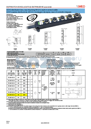 SD104N700130 datasheet - SD10 distribution box, top mounting M12-A, built-in control cable