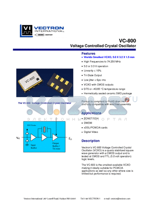 VC-800_1 datasheet - Voltage Controlled Crystal Oscillator