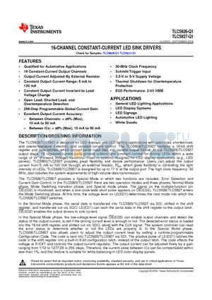 TLC5926QPWPRQ1 datasheet - 16-CHANNEL CONSTANT-CURRENT LED SINK DRIVERS