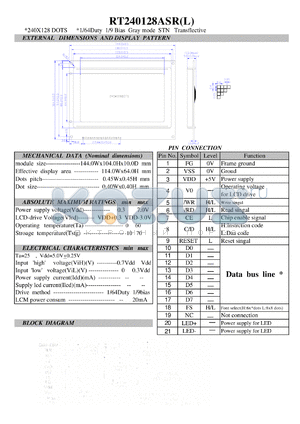 RT240128ASR datasheet - 1/64Duty 1/9 Bias Gray mode STN Transflective