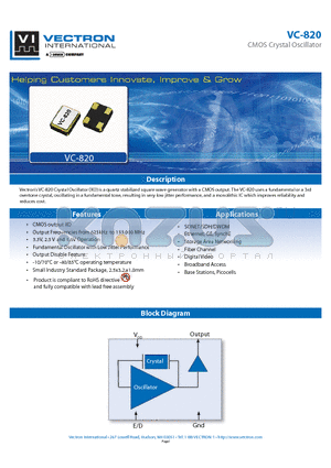 VC-820_12 datasheet - CMOS Crystal Oscillator