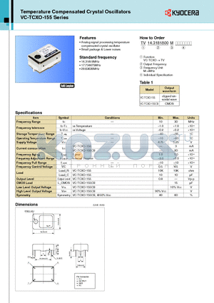 VC-TCXO-155CB datasheet - Analog signal processing temperature compensated crystal oscillator