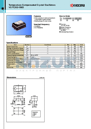 VC-TCXO-158D datasheet - Analog signal processing temperature compensated crystal oscillator