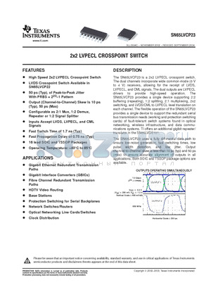 SN65LVCP23D datasheet - 2x2 LVPECL Crosspoint switch