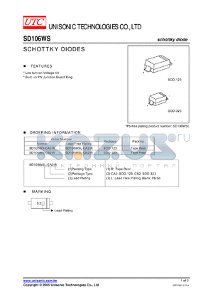 SD106WS datasheet - SCHOTTKY DIODES