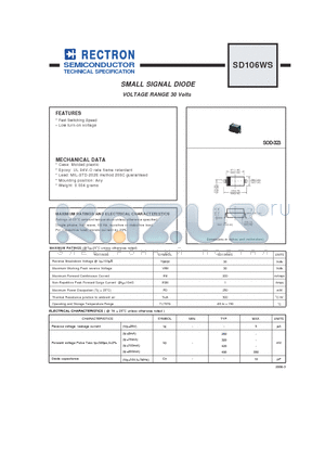 SD106WS datasheet - SMALL SIGNAL DIODE VOLTAGE RANGE 30 Volts
