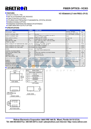 VC-VE8850A datasheet - UTILIZING HIGH FREQUENCY FUNDAMENTAL CRYSTAL DESIGN