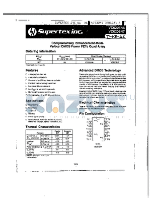 VC0206N7 datasheet - Complementary Enhancement-Mode Vertical DMOS Power FETs Quad Array