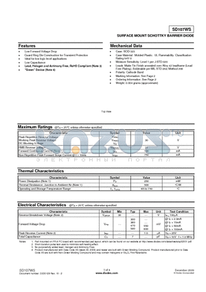 SD107WS datasheet - SURFACE MOUNT SCHOTTKY BARRIER DIODE