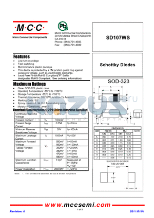 SD107WS datasheet - Schottky Diodes