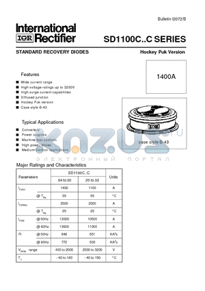 SD1100C04C datasheet - STANDARD RECOVERY DIODES Hockey Puk Version