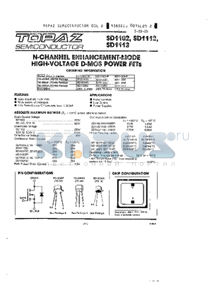 SD1112CHP datasheet - N-CHANNEL ENHANCEMENT-MODE HIGH-VOLTAGE D-MOS POWER FETS