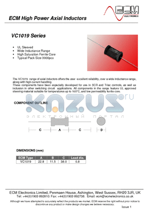 VC1019-120 datasheet - High Power Axial Inductors