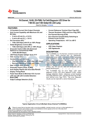 TLC5948A datasheet - 16-Channel, 16-Bit, ES-PWM, Full Self-Diagnosis LED Driver