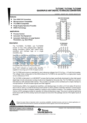 TLC7226CDW datasheet - QUADRUPLE 8-BIT DIGITAL-TO-ANALOG CONVERTERS