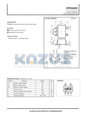 RT2N62M datasheet - Composite Transistor For Muting Application Silicon NPN Epitaxial Type