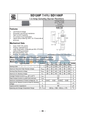 SD120P datasheet - 1.0 Amp Schottky Barrier Rectifiers