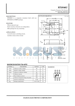 RT3N66U datasheet - Composite Transistor With Resistor