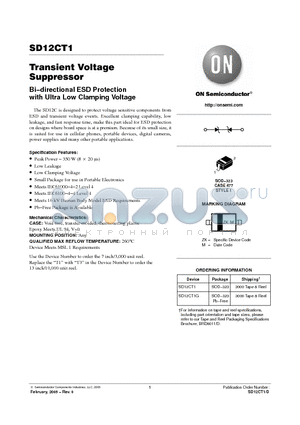 SD12CT1 datasheet - Transient Voltage Suppressor(Bi-directional ESD Protection with Ultra Low Clamping Voltage)