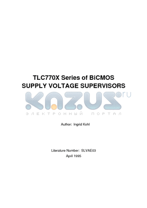 TLC770X datasheet - BiCMOS SUPPLY VOLTAGE SUPERVISORS