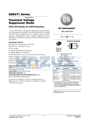 SD12T1 datasheet - Transient Voltage Suppressor Diode SOD.323 Diodes for ESD Protection