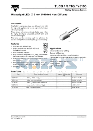 TLCTG5100 datasheet - Ultrabright LED,  5 mm Untinted Non-Diffused