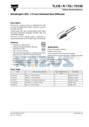 TLCY5100 datasheet - Ultrabright LED,  5 mm Untinted Non-Diffused