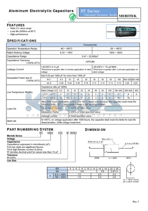 RT450V470M16X41 datasheet - Aluminum Electrolytic Capacitors