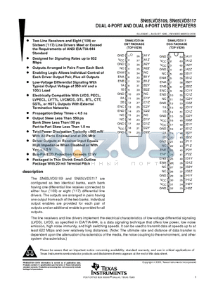 SN65LVDS109 datasheet - DUAL 4-PORT AND DUAL 8-PORT LVDS REPEATERS