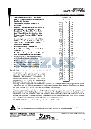 SN65LVDS116 datasheet - 16-PORT LVDS REPEATER