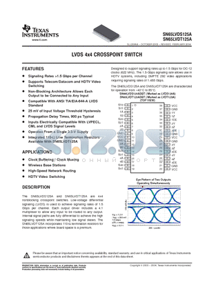 SN65LVDS125A datasheet - LVDS 4x4 CROSSPOINT SWITCH