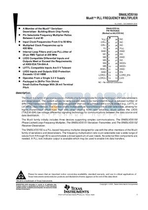 SN65LVDS150PWR datasheet - MuxIt-TM PLL FREQUENCY MULTIPLIER