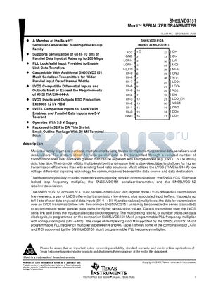 SN65LVDS151DA datasheet - MuxIt SERIALIZER-TRANSMITTER