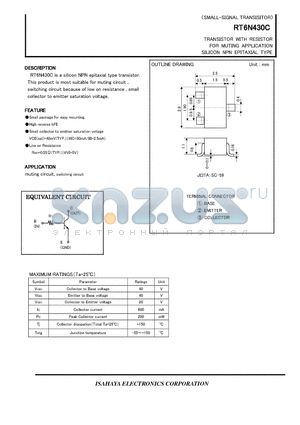 RT6N430C datasheet - TRANSISTOR WITH RESISTOR FOR MUTING APPLICATION SILICON NPN EPITAXIAL TYPE