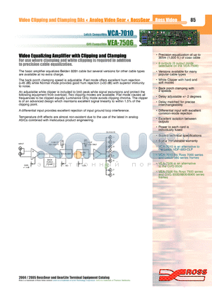 VCA-7010 datasheet - Video Equalizing Amplifier with Clipping and Clamping