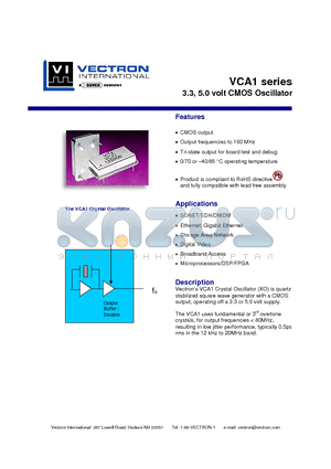 VCA1 datasheet - 3.3, 5.0 volt CMOS Oscillator