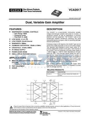 VCA2615 datasheet - Dual, Variable Gain Amplifier