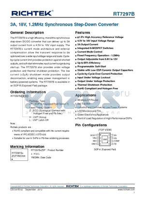 RT7297B datasheet - 3A, 18V, 1.2MHz Synchronous Step-Down Converter
