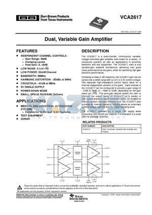VCA2617RHBR datasheet - Dual, Variable Gain Amplifier
